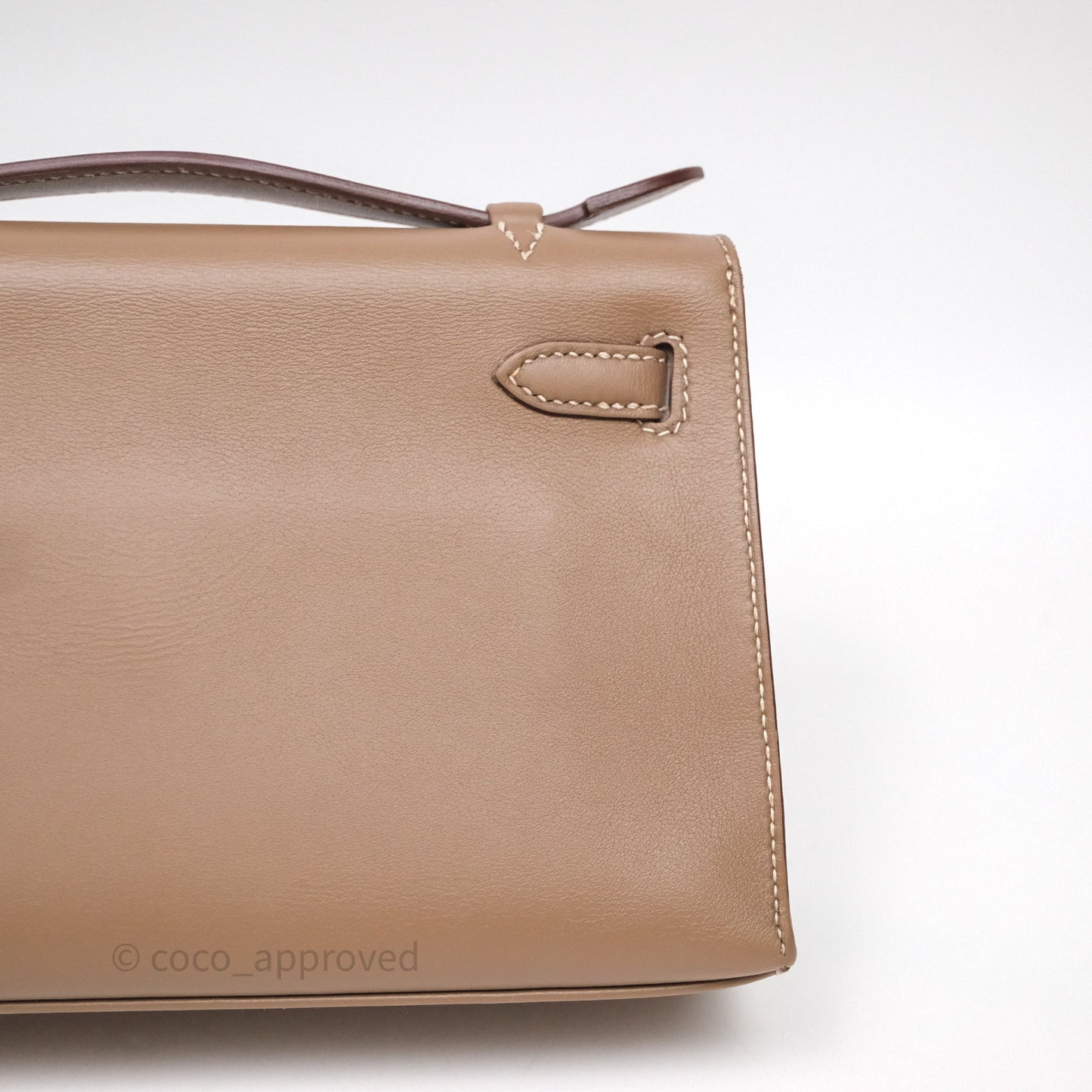 Hermès Kelly Pochette Clutch Etoupe 18 Swift Palladium Hardware