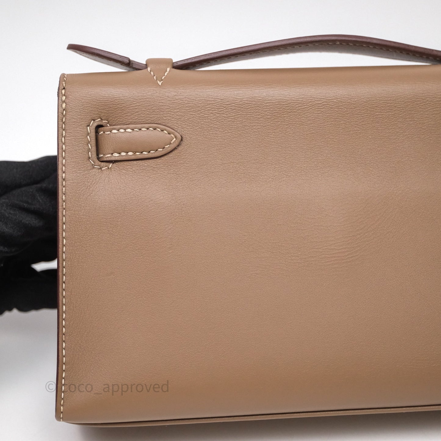 Hermès Kelly Pochette Clutch Etoupe 18 Swift Palladium Hardware