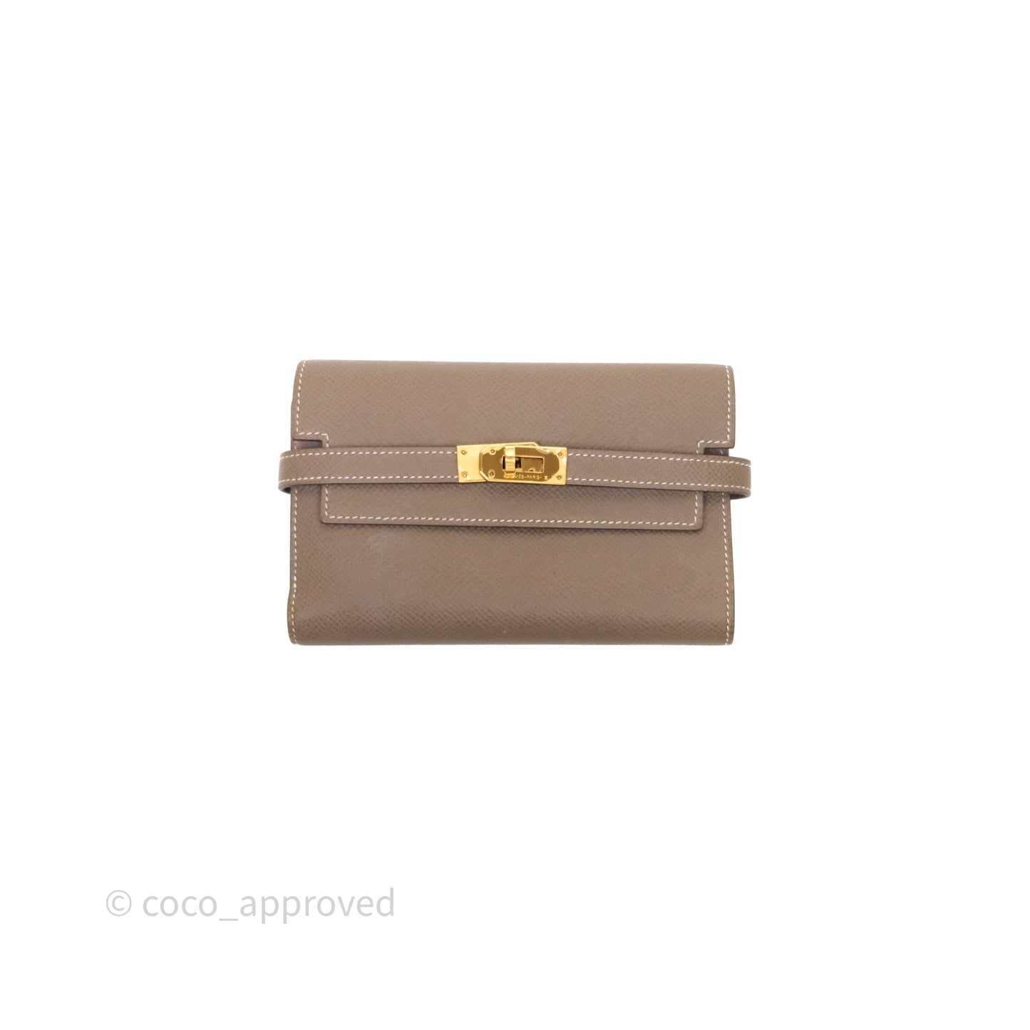 Hermès Kelly To Go 18 Étoupe Epsom Short Wallet Gold Hardware