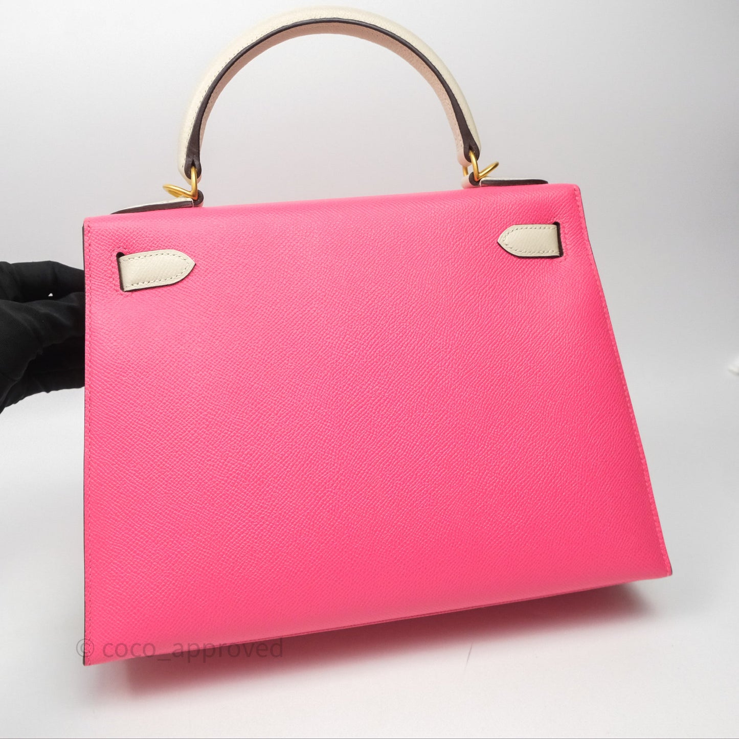 Hermes Kelly 28 Rose Lipstick U5/Craie 10 Epsom Gold Hardware