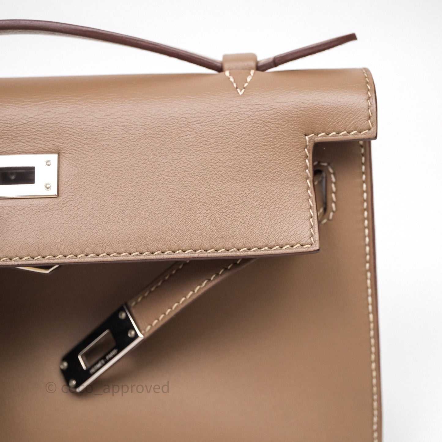 Hermès Kelly Pochette Clutch Etoupe 18 Swift Palladium Hardware
