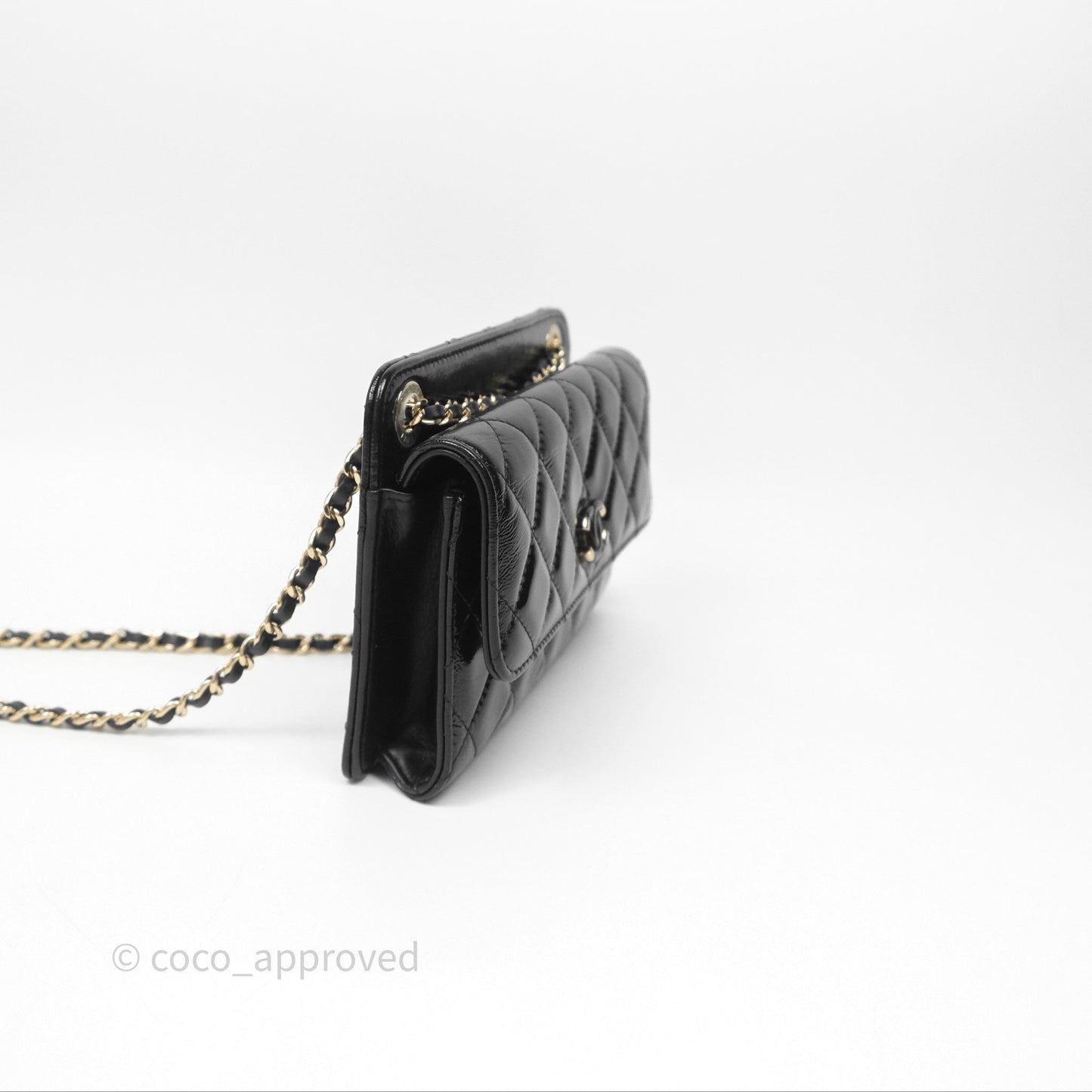Chanel Quilted Clutch With Chain Black Gold Hardware