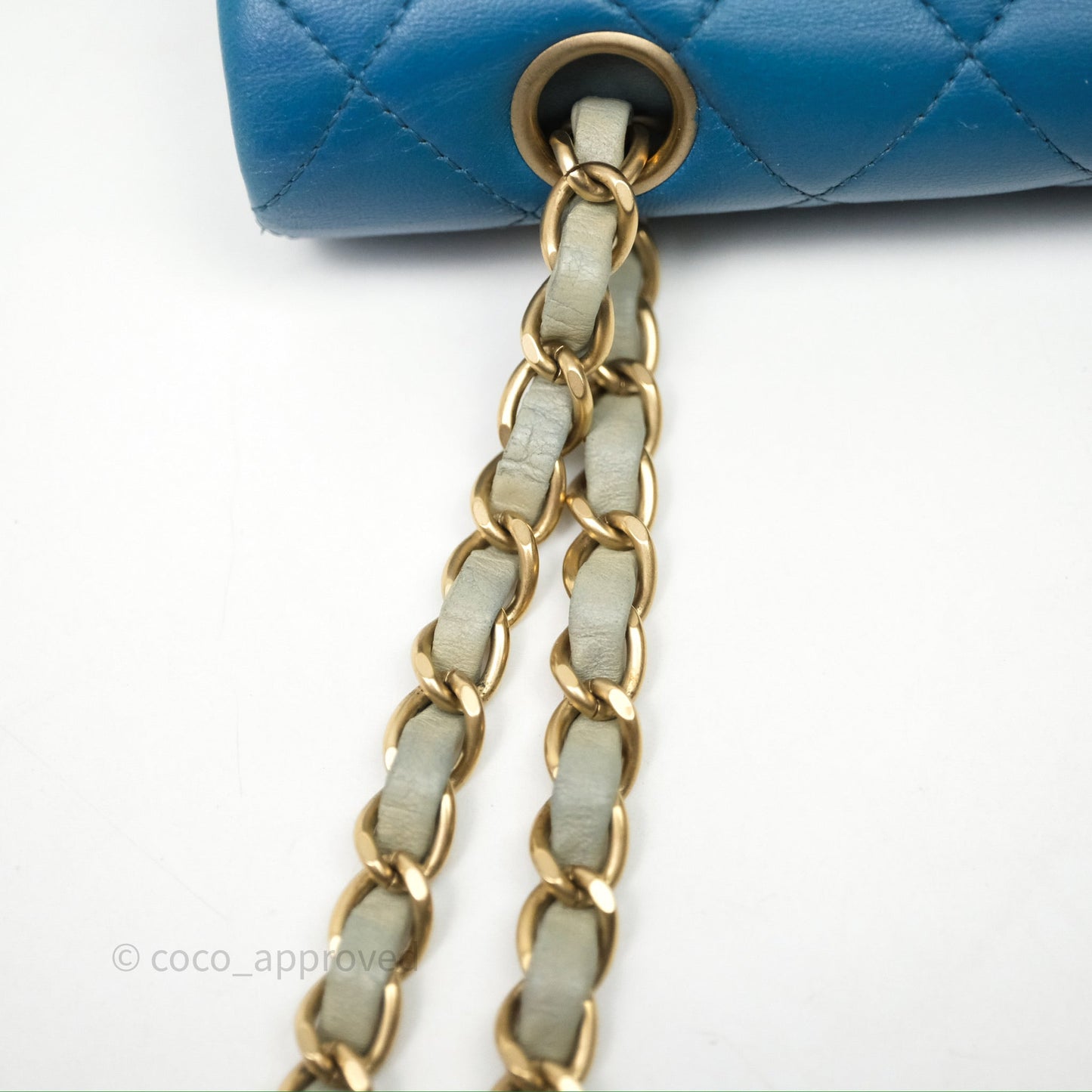 Chanel Classic M/L Medium Flap Quilted Ombre Blue Lambskin Gold Hardware