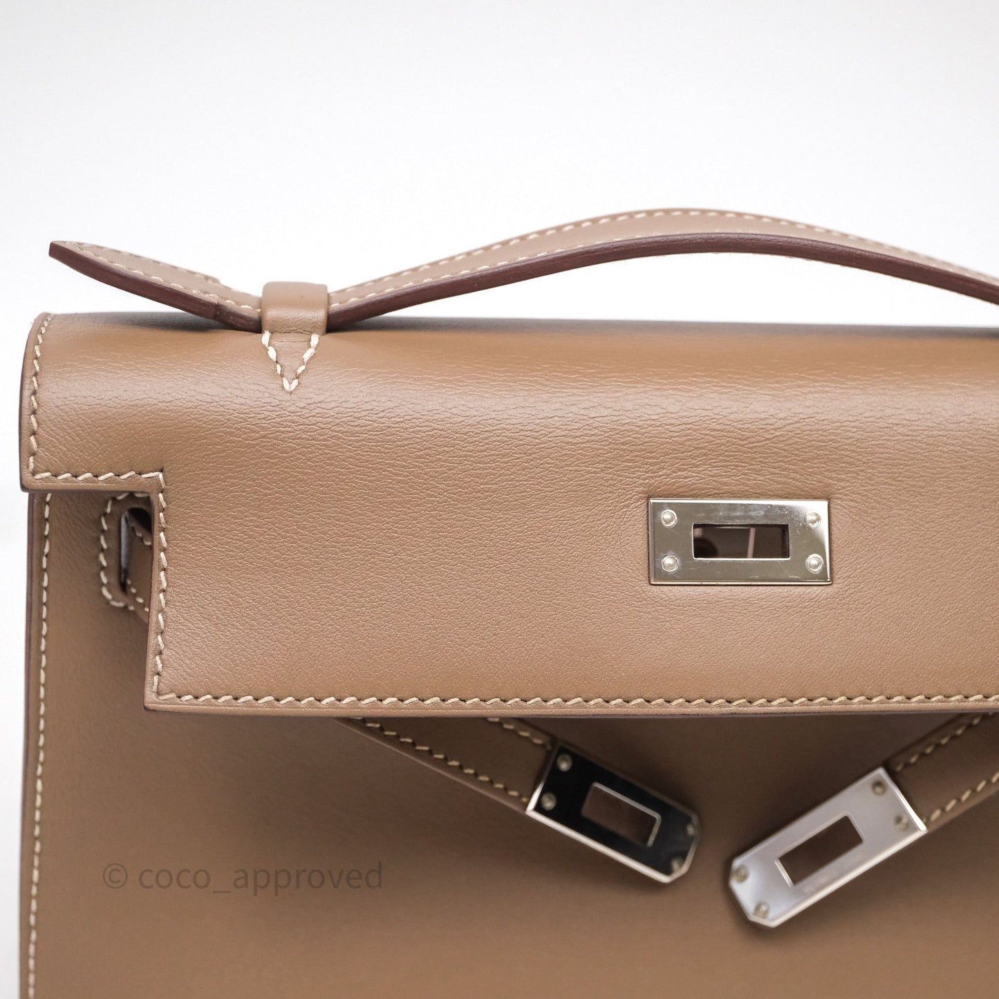 Hermès Kelly Pochette Clutch Etoupe 18 Swift Palladium Hardware