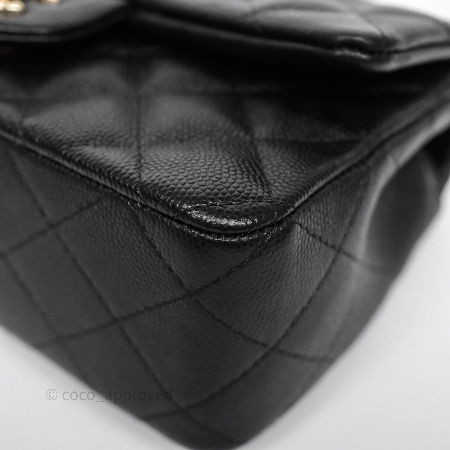 Chanel Quilted Mini Rectangular Black Caviar Gold Hardware
