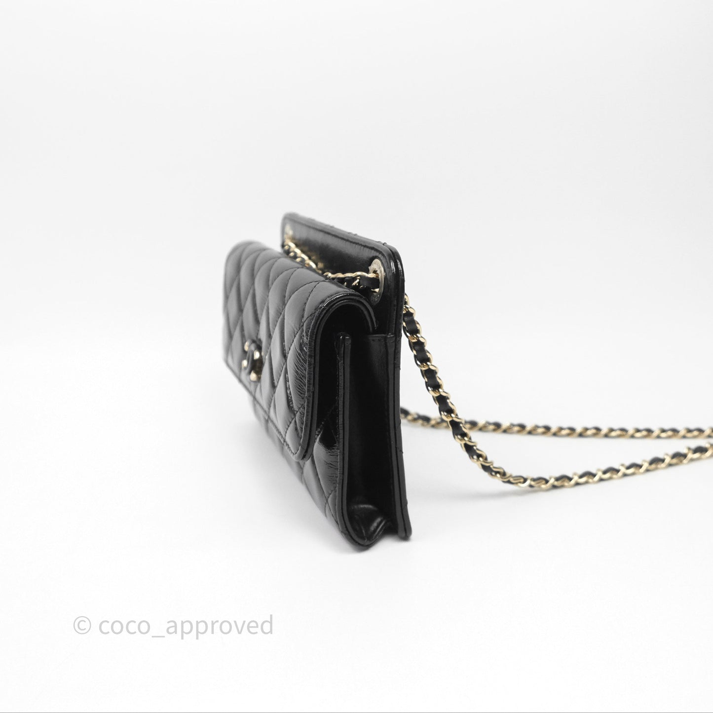 Chanel Quilted Clutch With Chain Black Gold Hardware