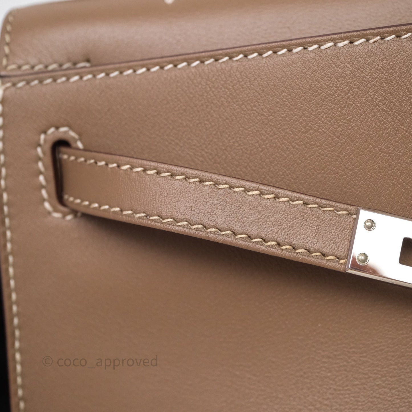 Hermès Kelly Pochette Clutch Etoupe 18 Swift Palladium Hardware
