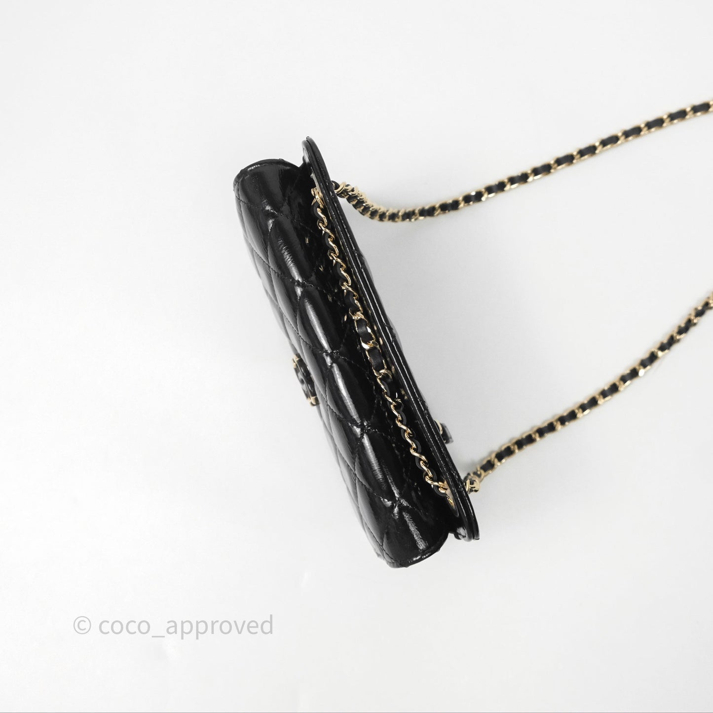 Chanel Quilted Clutch With Chain Black Gold Hardware