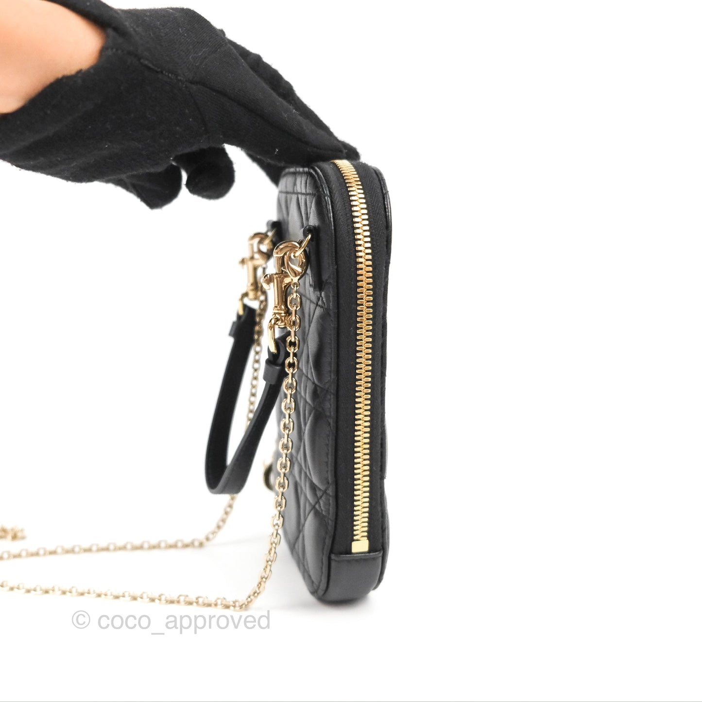Christian Dior Lady Dior Phone Holder Black Cannage Lambskin
