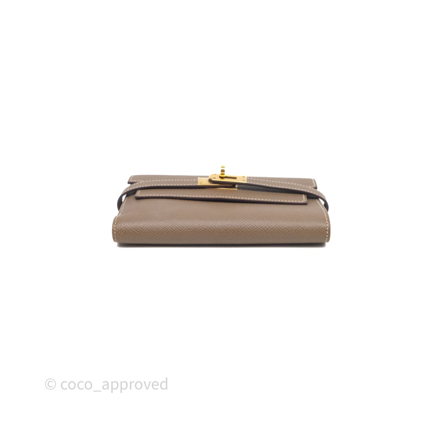 Hermès Kelly To Go 18 Étoupe Epsom Short Wallet Gold Hardware
