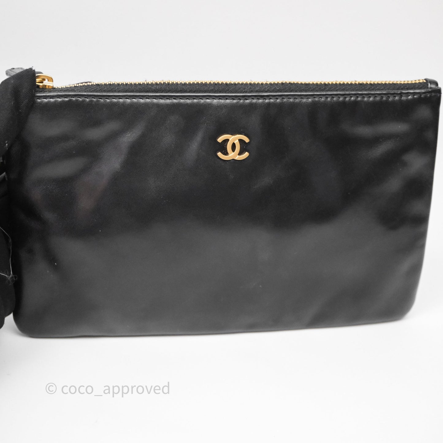 Chanel 22 Bag Small Black Shiny Calfskin Aged Gold Hardware
