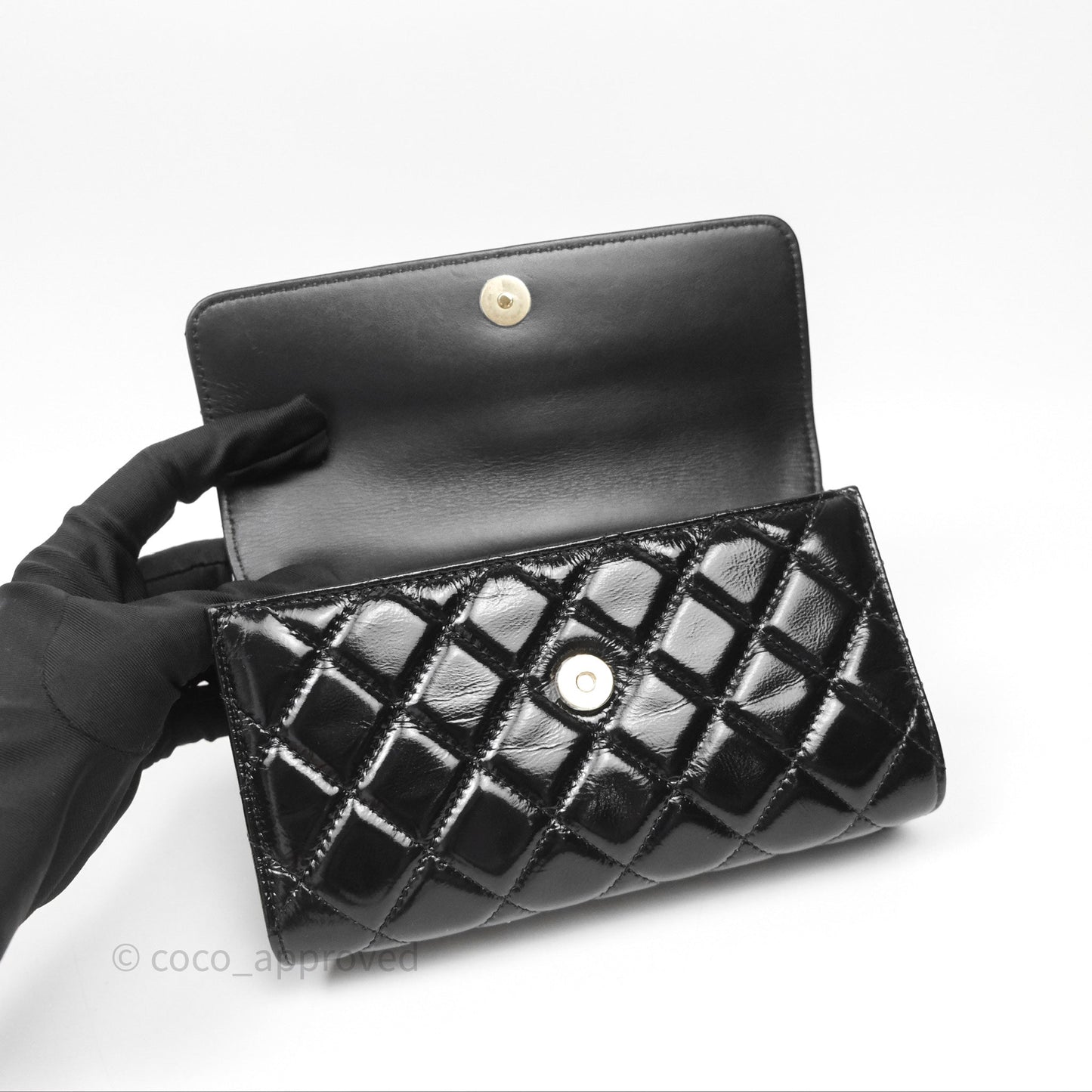Chanel Quilted Clutch With Chain Black Gold Hardware