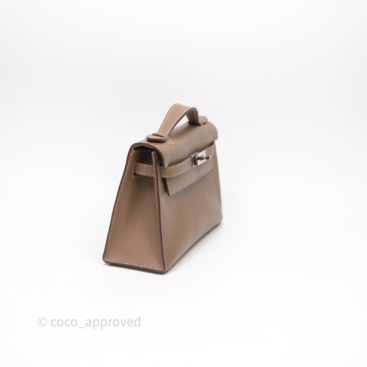 Hermès Kelly Pochette Clutch Etoupe 18 Swift Palladium Hardware