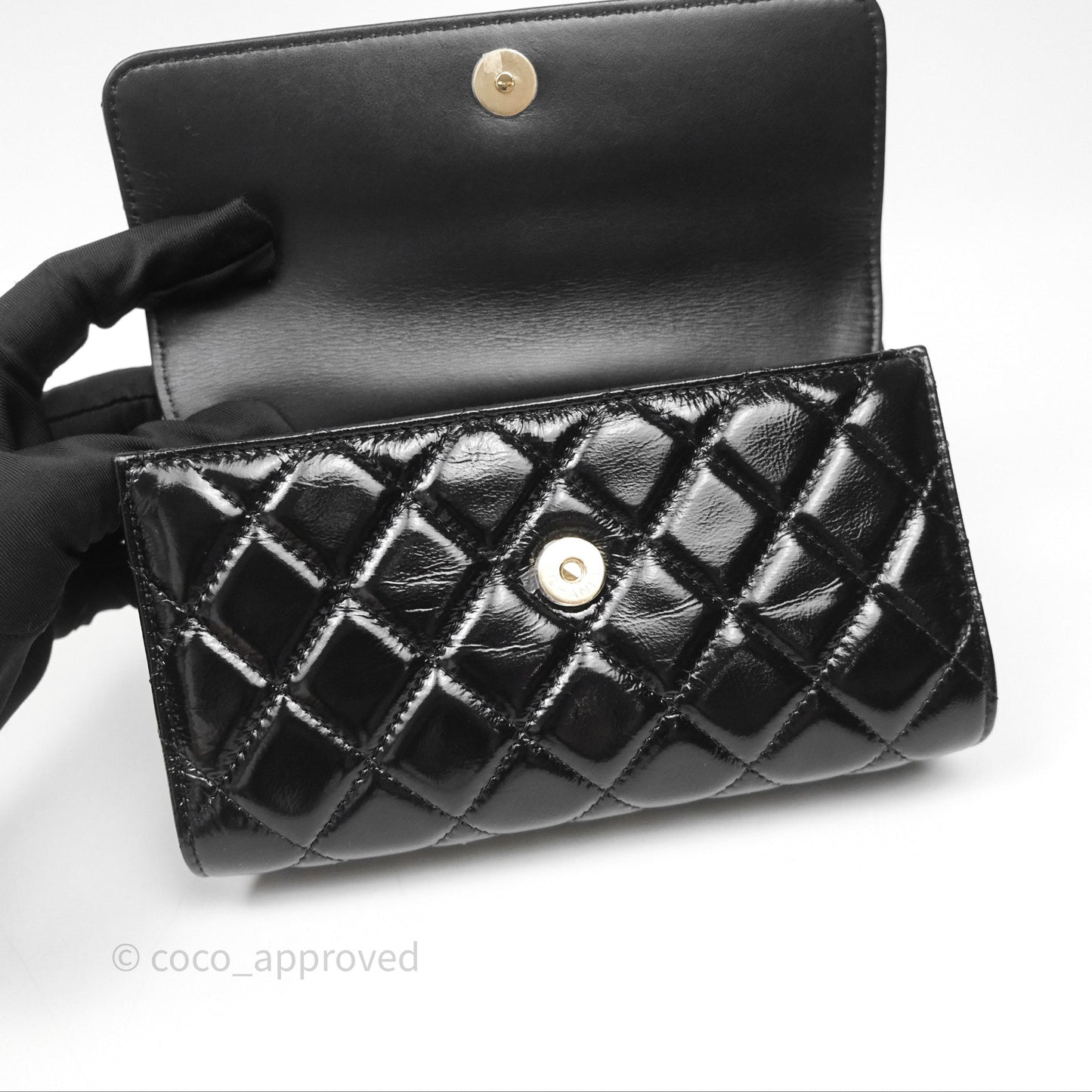 Chanel Quilted Clutch With Chain Black Gold Hardware