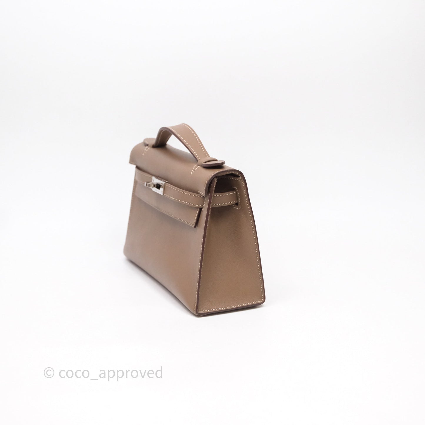 Hermès Kelly Pochette Clutch Etoupe 18 Swift Palladium Hardware