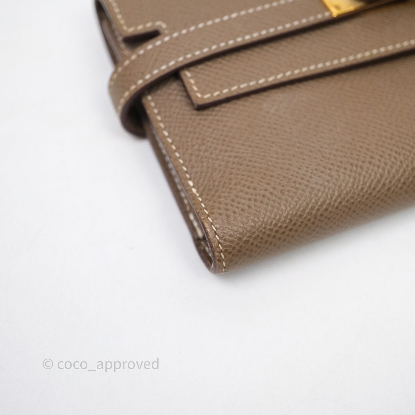 Hermès Kelly To Go 18 Étoupe Epsom Short Wallet Gold Hardware