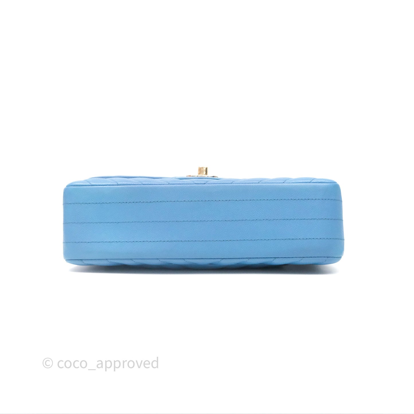 Chanel Small Classic Flap Chevron Blue Caviar Gold Hardware