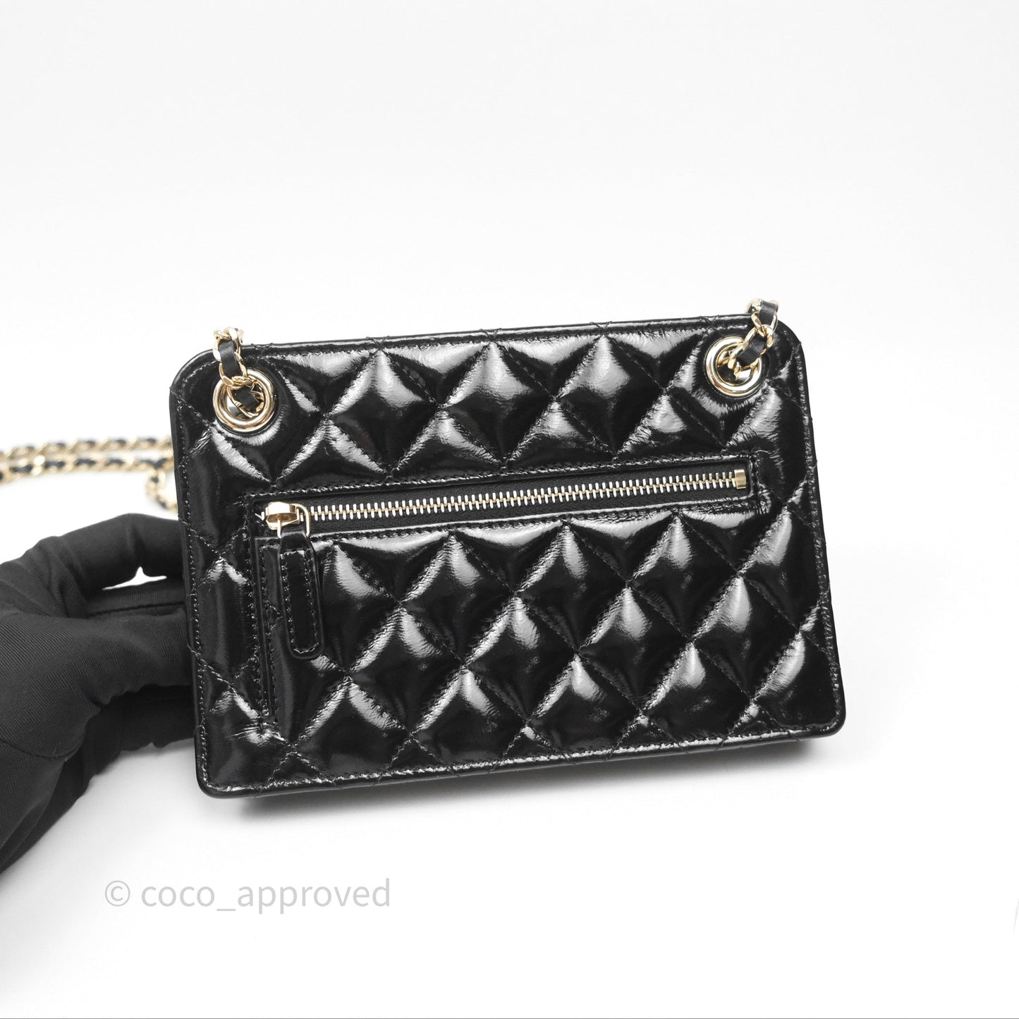 Chanel Quilted Clutch With Chain Black Gold Hardware