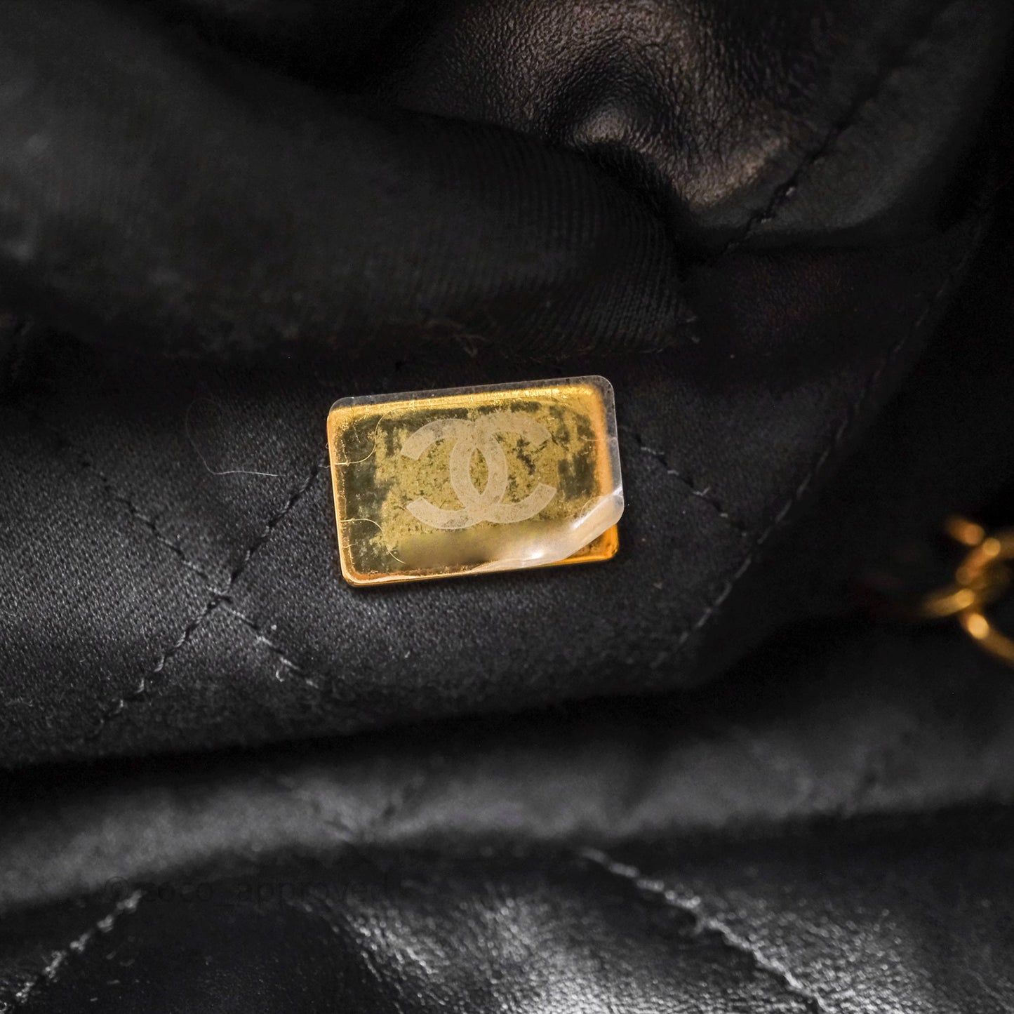 Chanel 22 Bag Small Black Shiny Calfskin Aged Gold Hardware