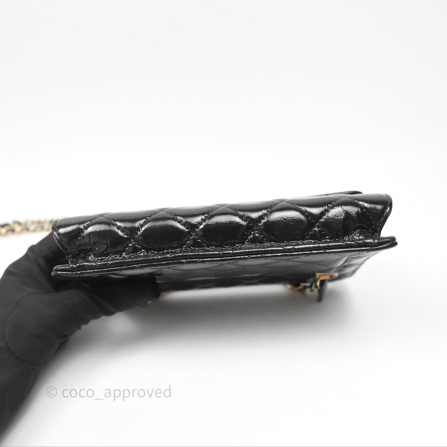 Chanel Quilted Clutch With Chain Black Gold Hardware
