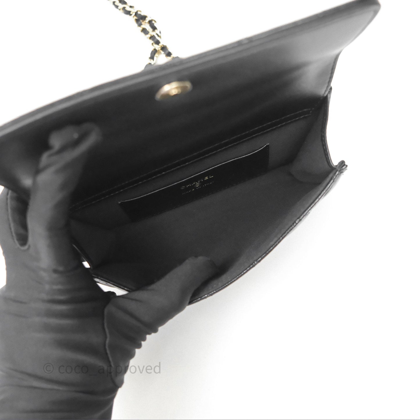 Chanel Quilted Clutch With Chain Black Gold Hardware