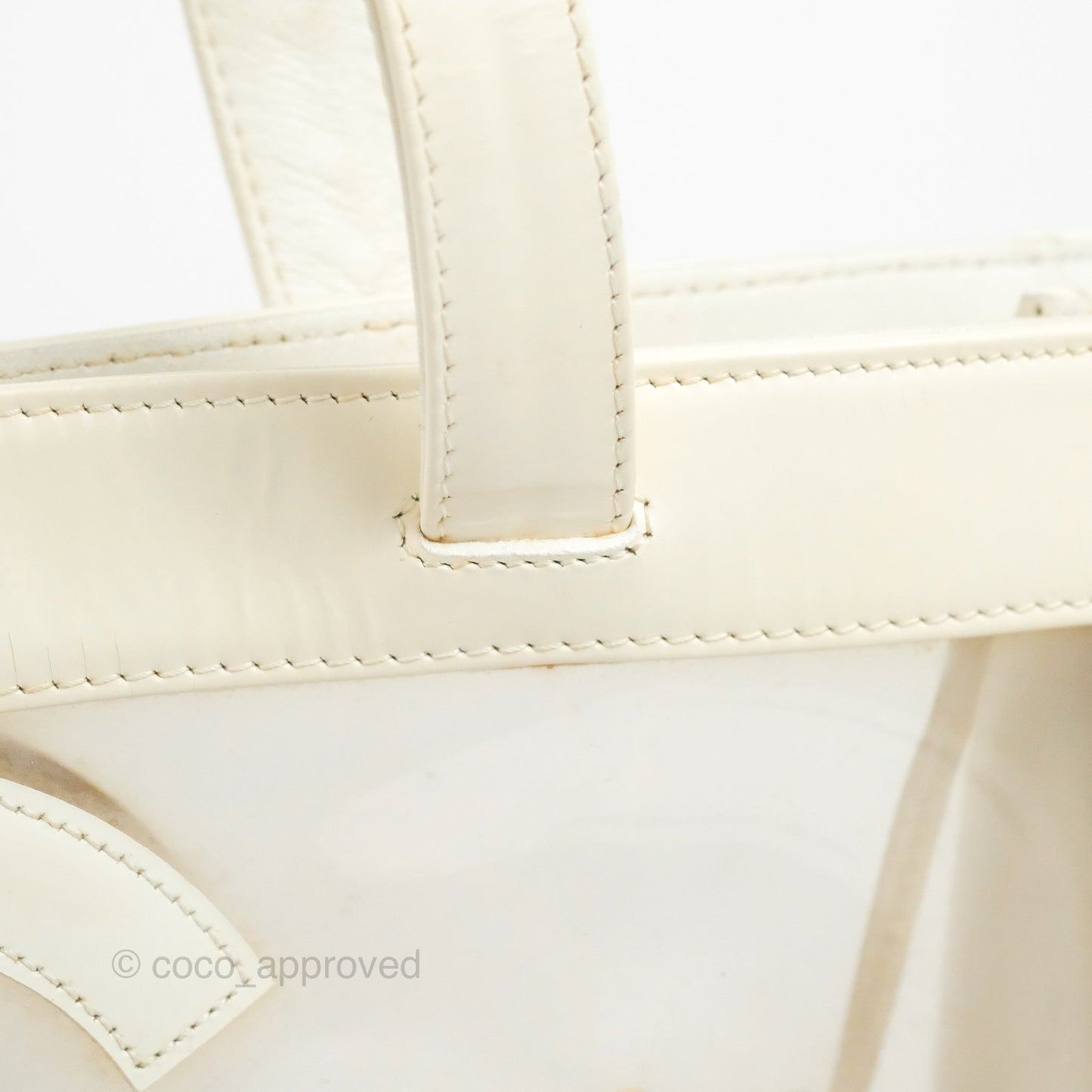 Chanel Vintage Clear Vinyl Tote Bag White Patent