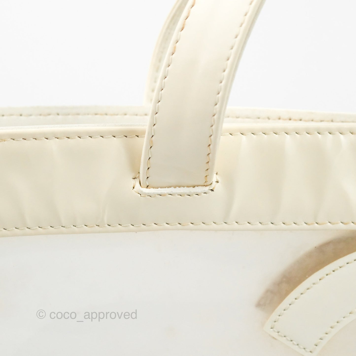 Chanel Vintage Clear Vinyl Tote Bag White Patent