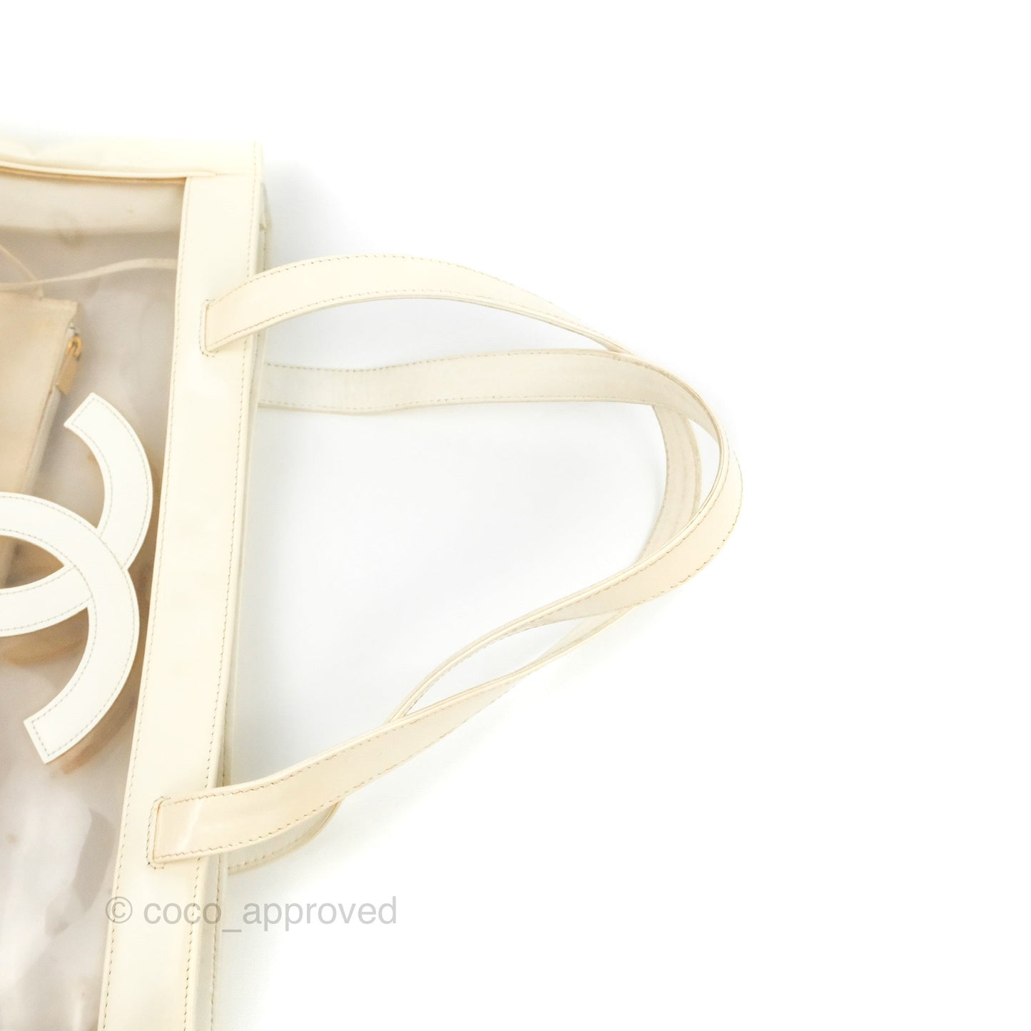 Chanel Vintage Clear Vinyl Tote Bag White Patent