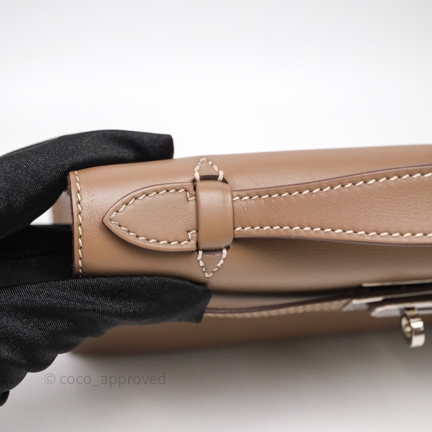 Hermès Kelly Pochette Clutch Etoupe 18 Swift Palladium Hardware