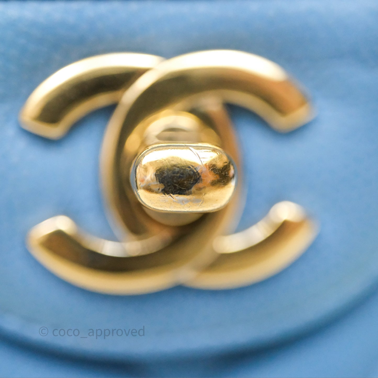 Chanel Small Classic Flap Chevron Blue Caviar Gold Hardware