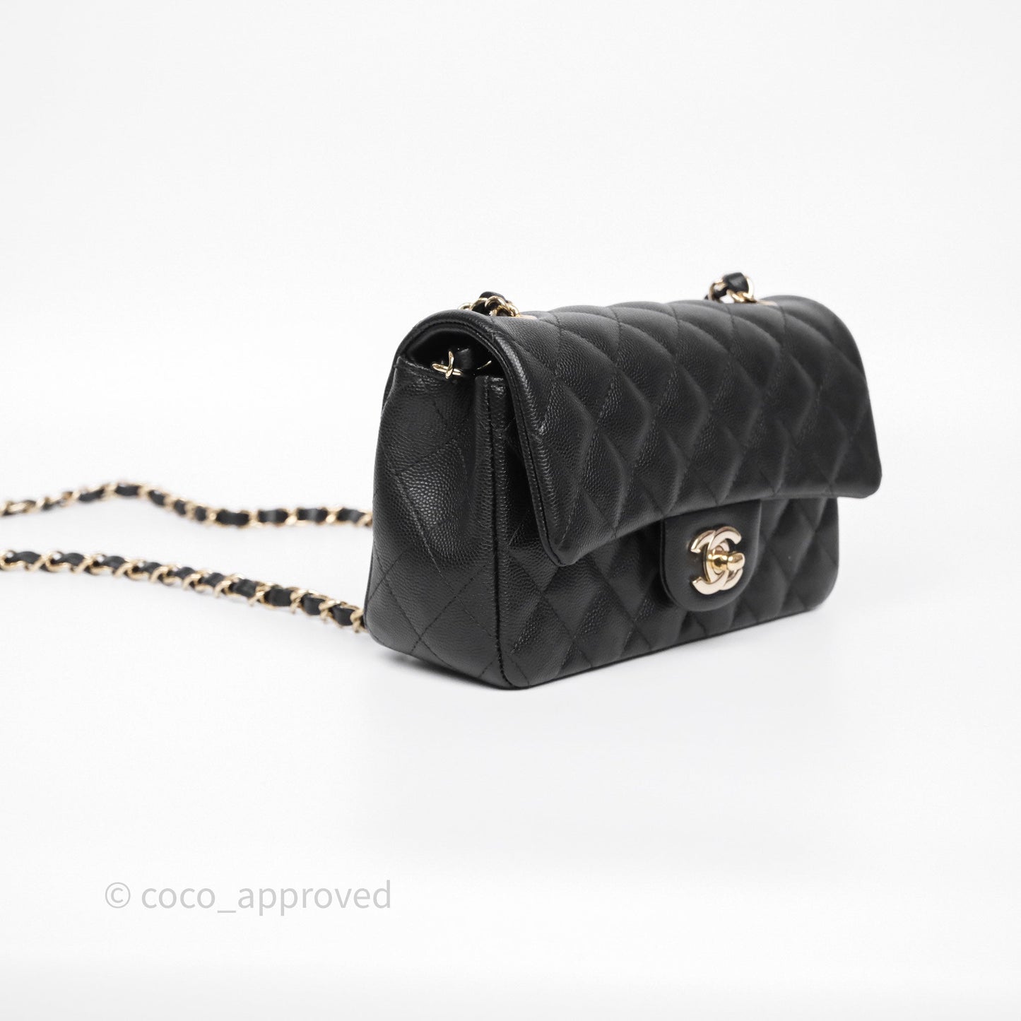 Chanel Quilted Mini Rectangular Black Caviar Gold Hardware