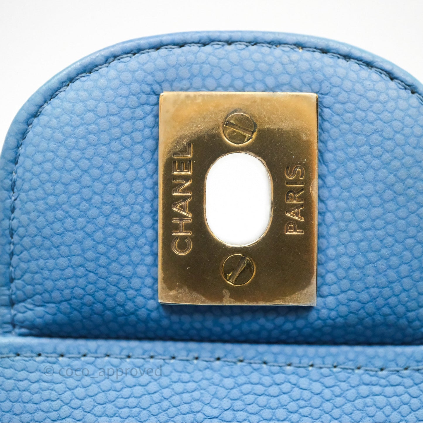 Chanel Small Classic Flap Chevron Blue Caviar Gold Hardware