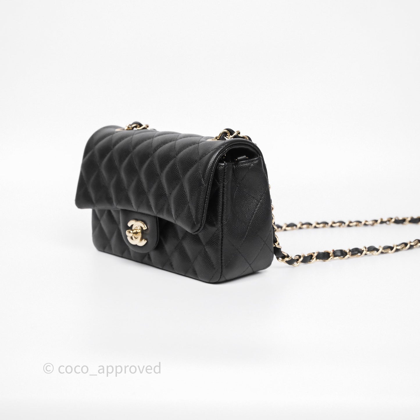 Chanel Quilted Mini Rectangular Black Caviar Gold Hardware