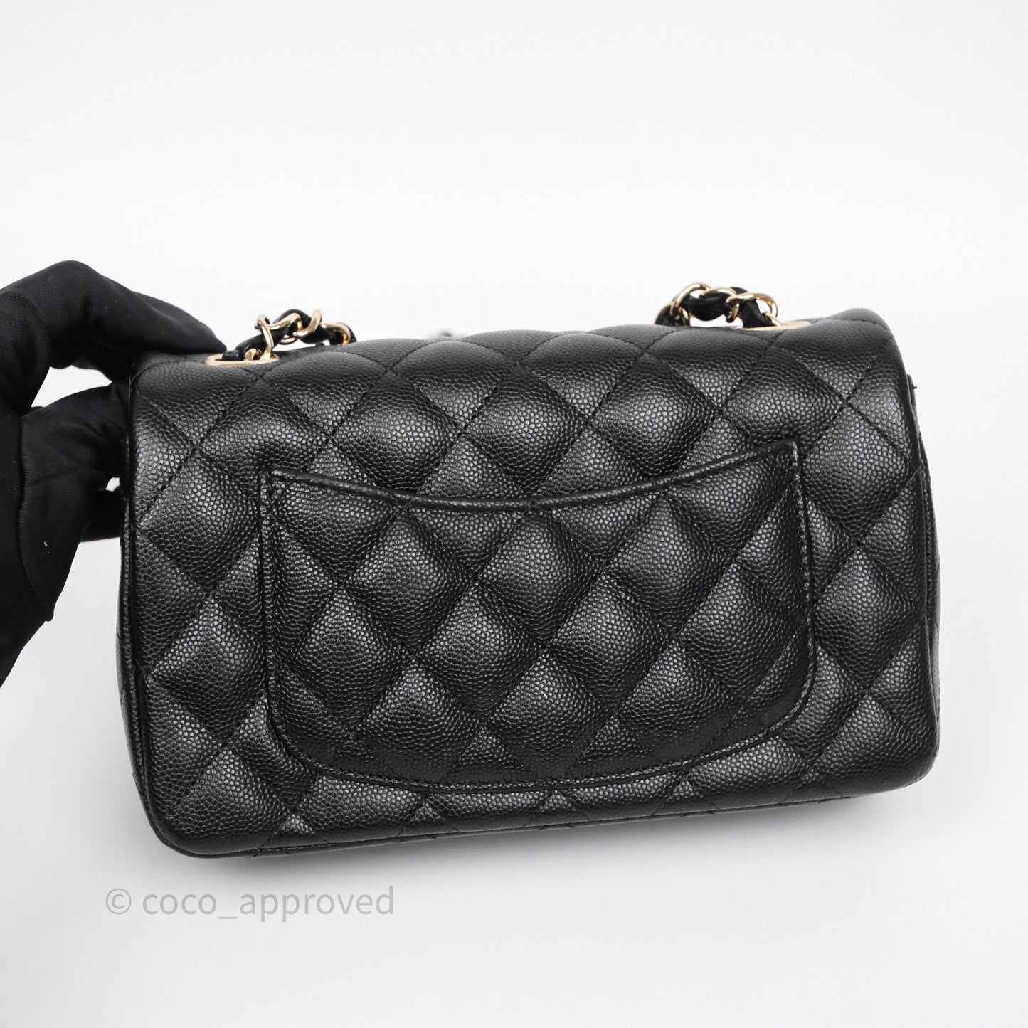 Chanel Quilted Mini Rectangular Black Caviar Gold Hardware