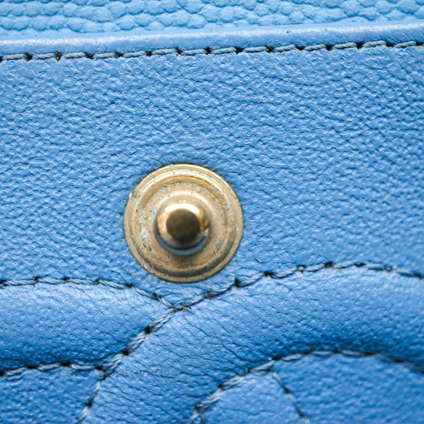 Chanel Small Classic Flap Chevron Blue Caviar Gold Hardware