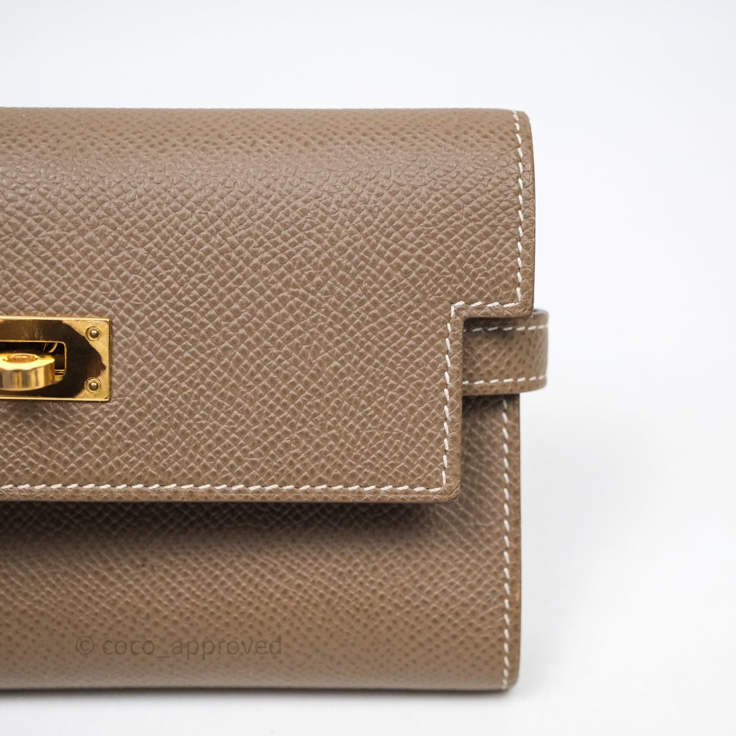 Hermès Kelly To Go 18 Étoupe Epsom Short Wallet Gold Hardware