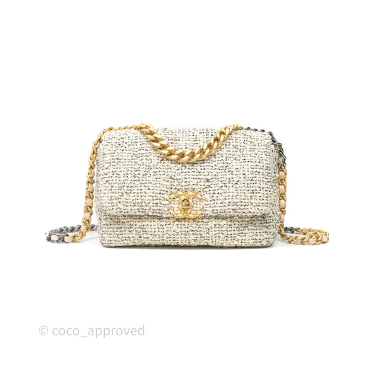 Chanel 19 Small Tweed Oreo Cream Mixed Hardware