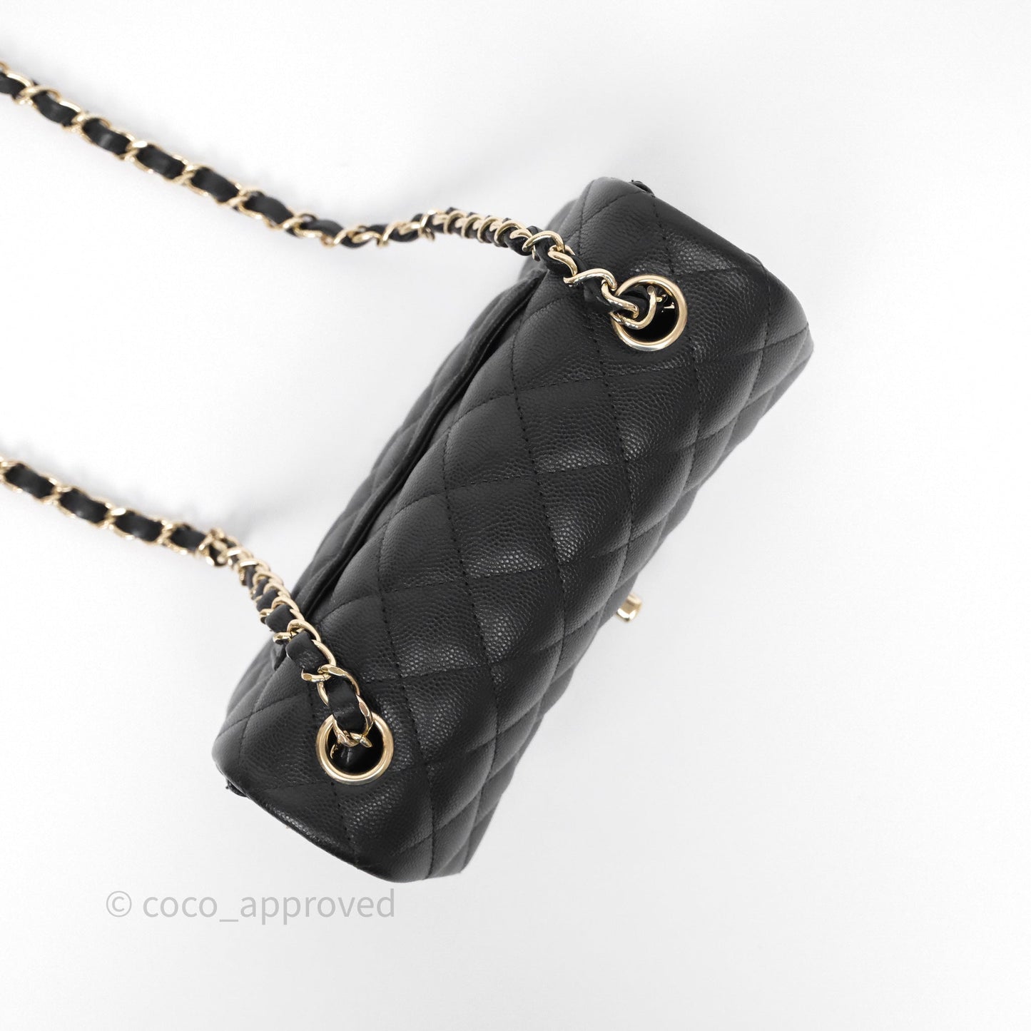 Chanel Quilted Mini Rectangular Black Caviar Gold Hardware