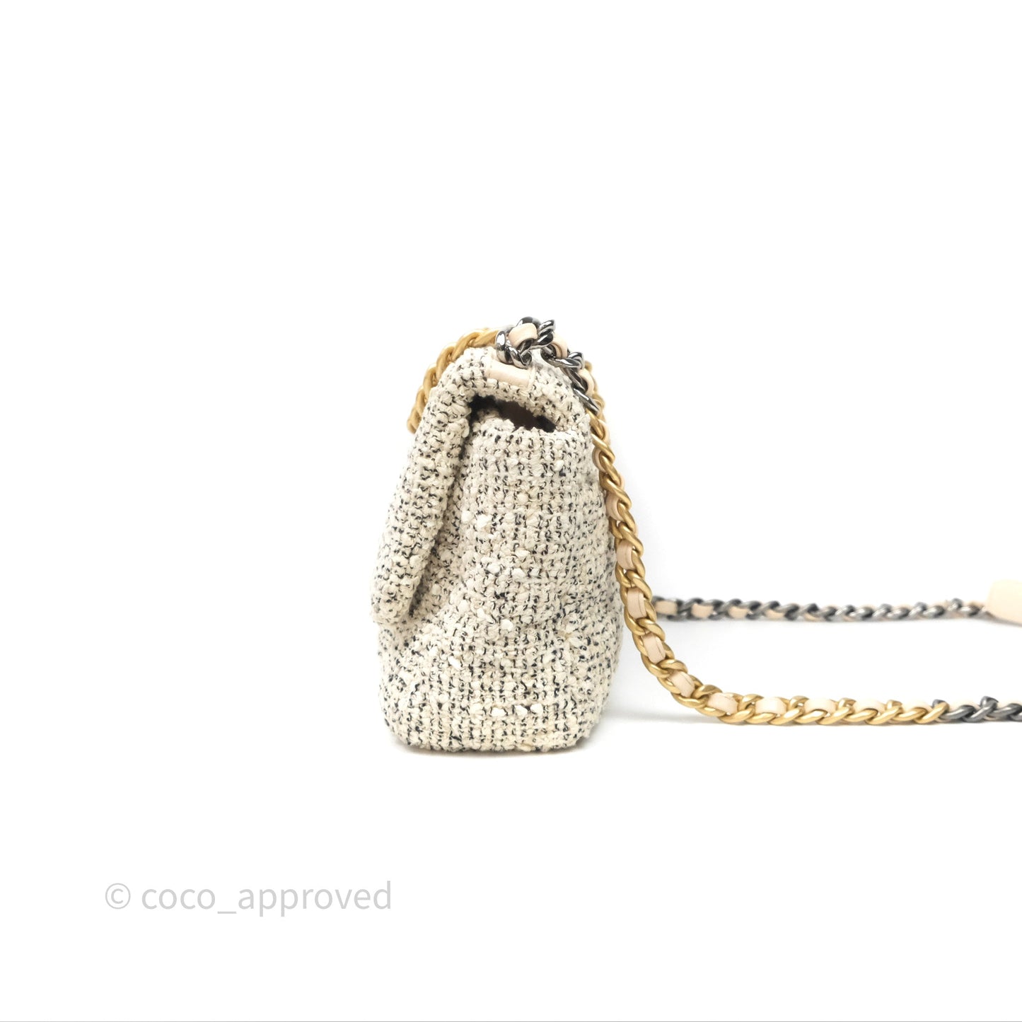 Chanel 19 Small Tweed Oreo Cream Mixed Hardware
