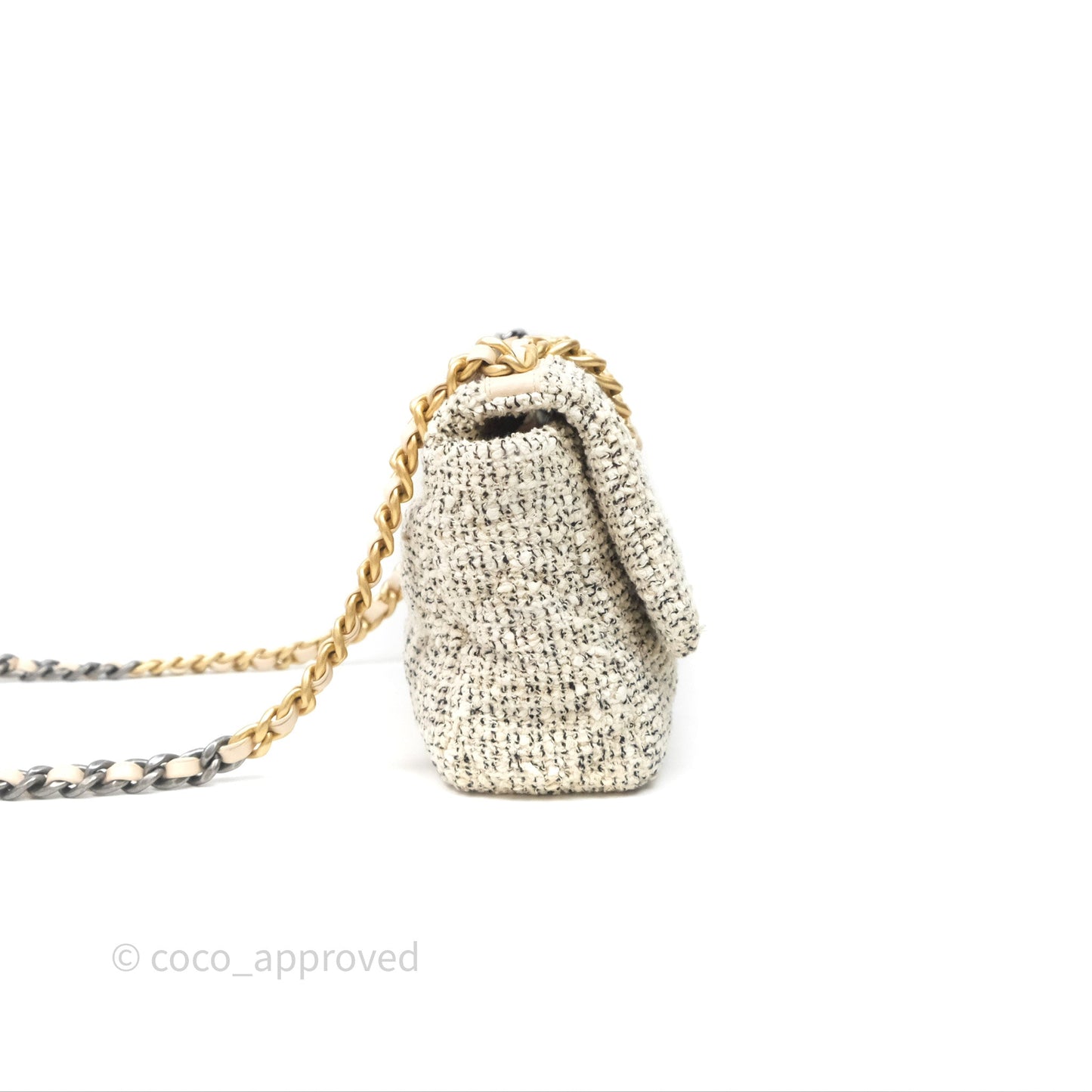 Chanel 19 Small Tweed Oreo Cream Mixed Hardware