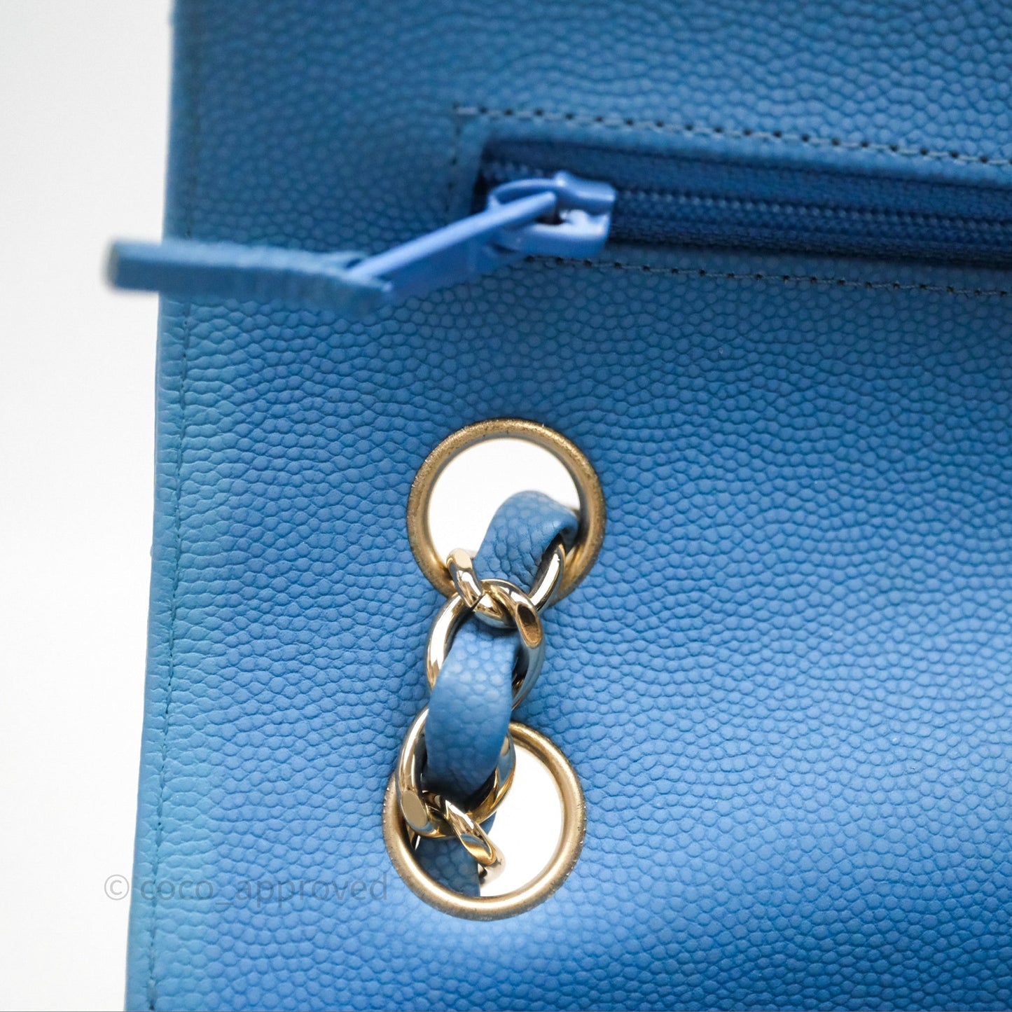 Chanel Small Classic Flap Chevron Blue Caviar Gold Hardware