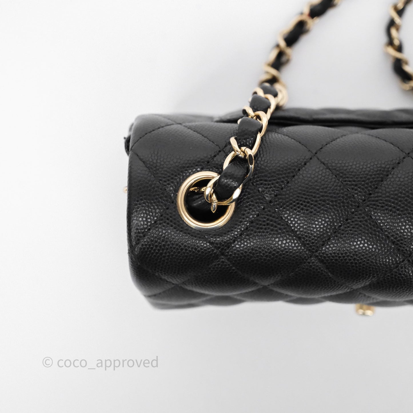 Chanel Quilted Mini Rectangular Black Caviar Gold Hardware
