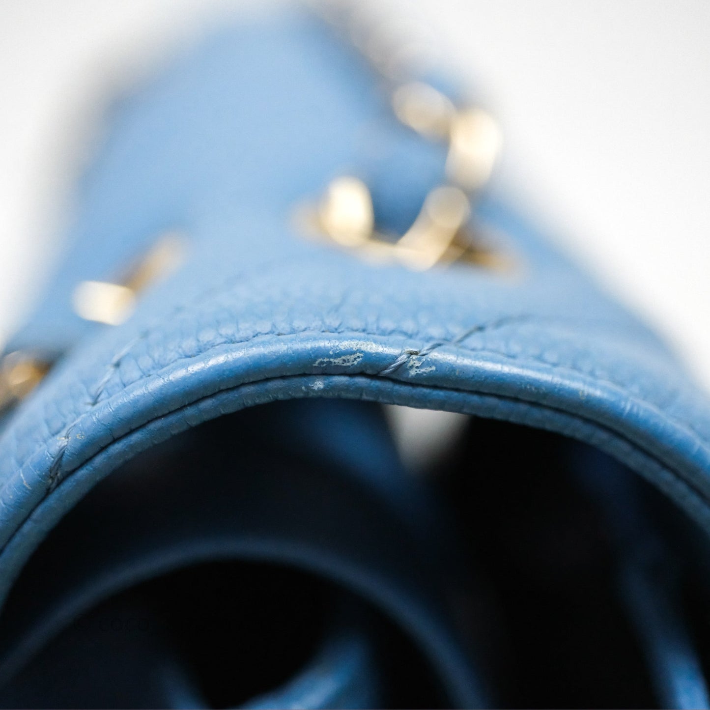 Chanel Small Classic Flap Chevron Blue Caviar Gold Hardware