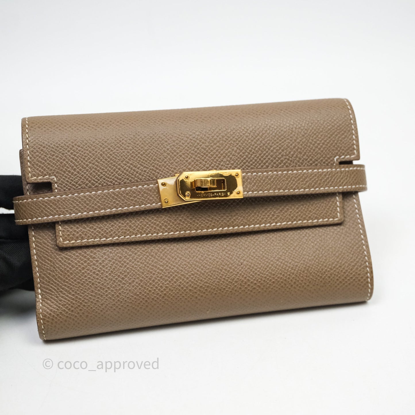 Hermès Kelly To Go 18 Étoupe Epsom Short Wallet Gold Hardware