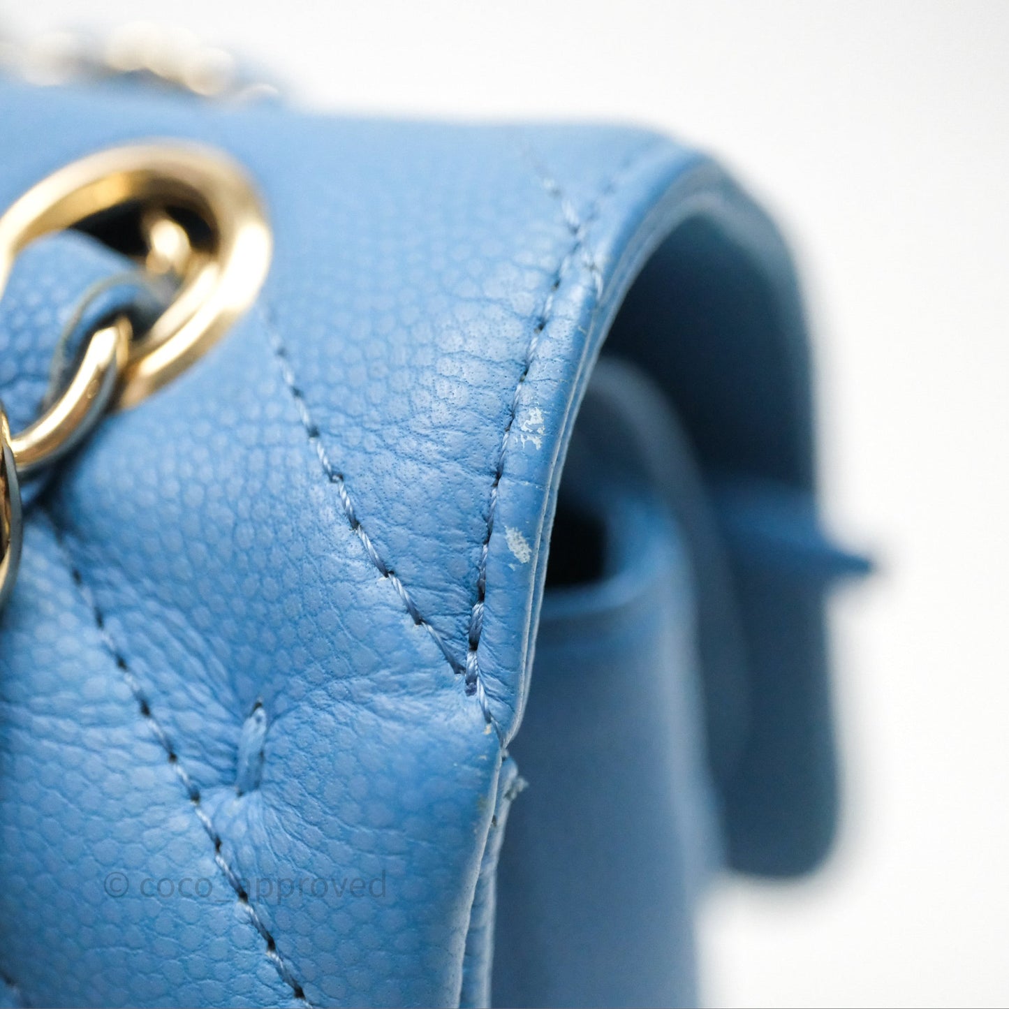 Chanel Small Classic Flap Chevron Blue Caviar Gold Hardware