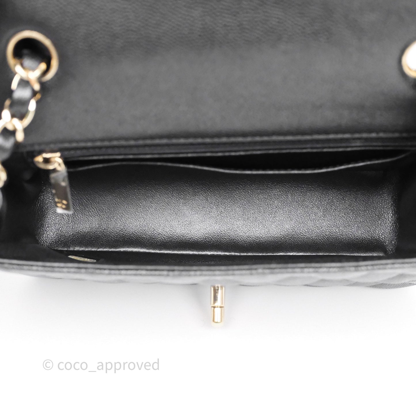 Chanel Quilted Mini Rectangular Black Caviar Gold Hardware
