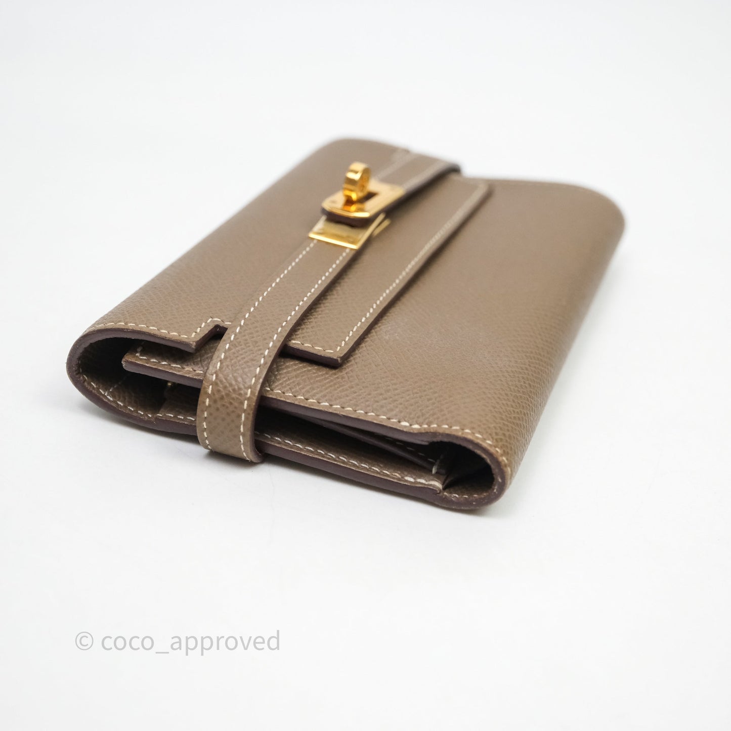 Hermès Kelly To Go 18 Étoupe Epsom Short Wallet Gold Hardware