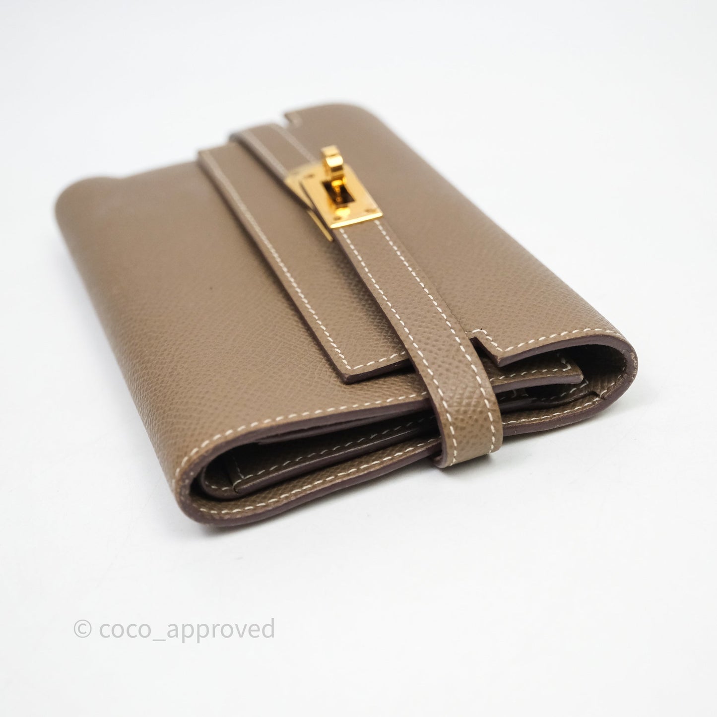 Hermès Kelly To Go 18 Étoupe Epsom Short Wallet Gold Hardware