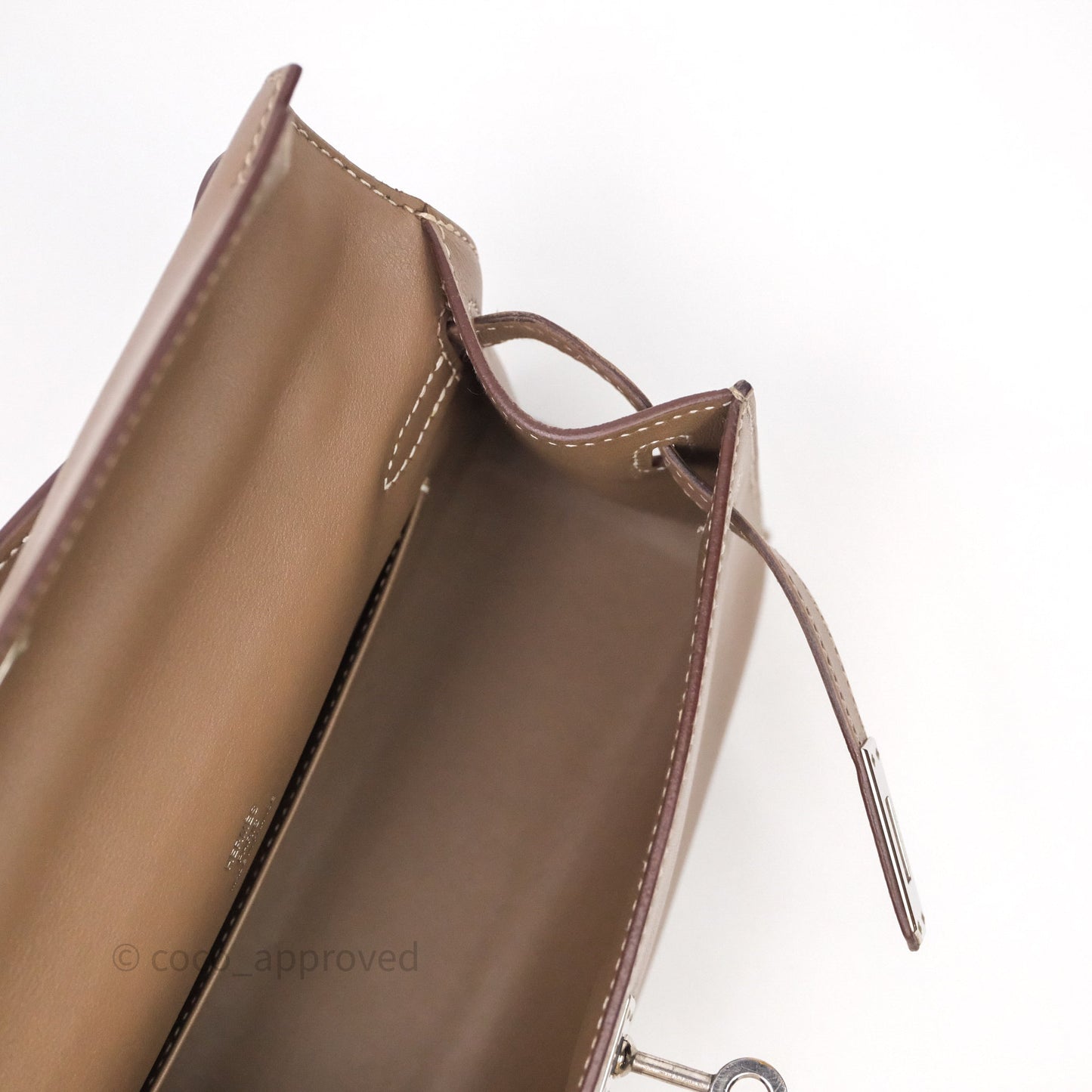 Hermès Kelly Pochette Clutch Etoupe 18 Swift Palladium Hardware