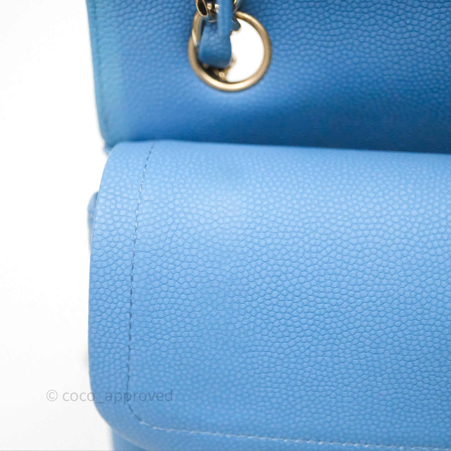 Chanel Small Classic Flap Chevron Blue Caviar Gold Hardware